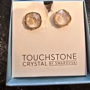 Touchstone Crystal Gold Color Earrings Never Used